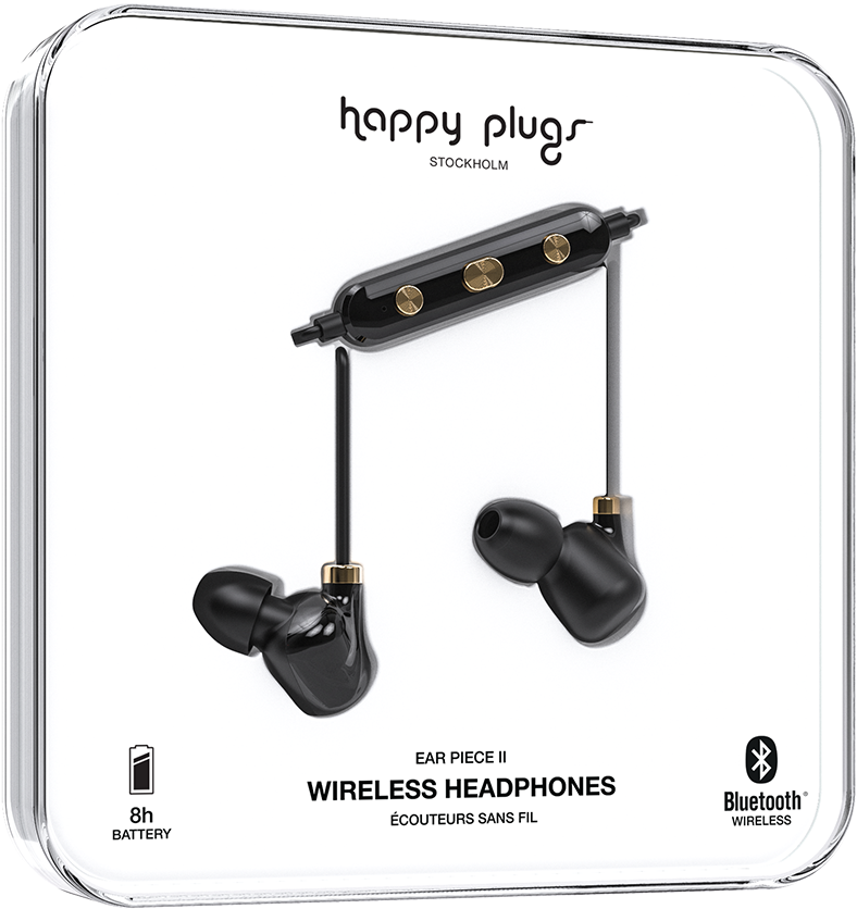 Download Ear Piece Ii Wireless Black Gold Happy Plugs Full Size PNG Image PNGkit
