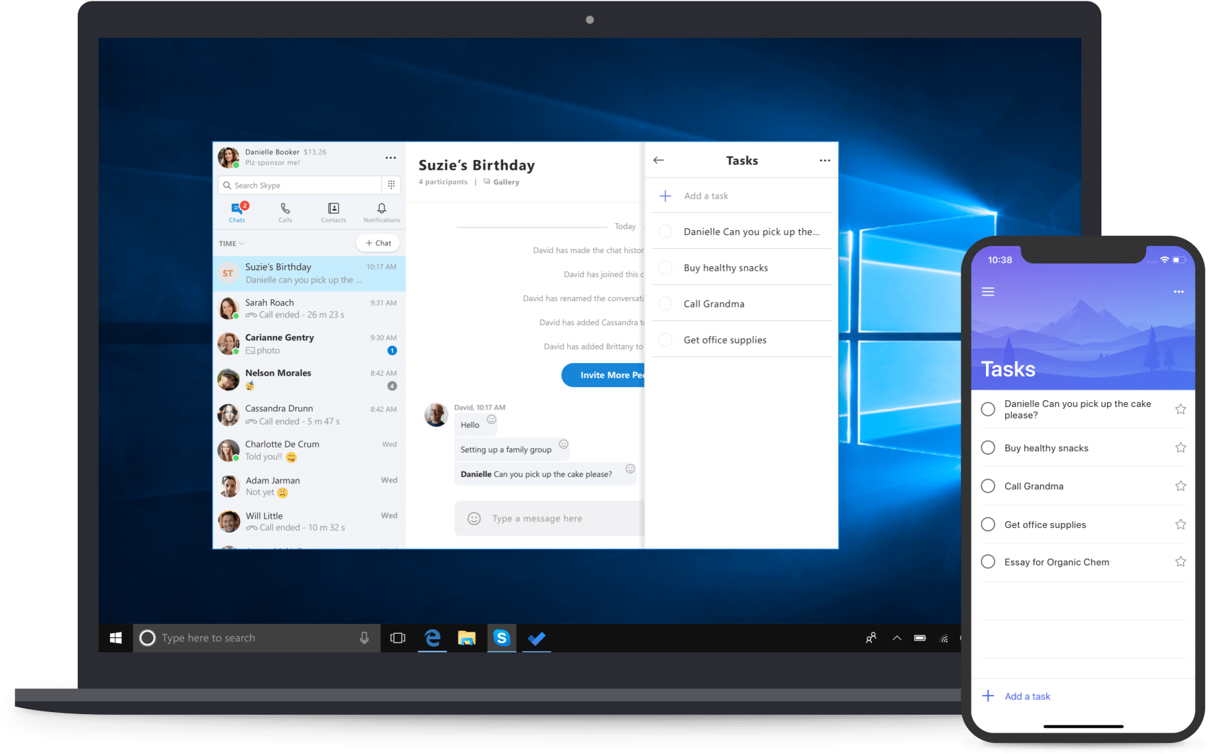 Microsoft, Windows 10, Skype - Windows 10 (1920x1195), Png Download
