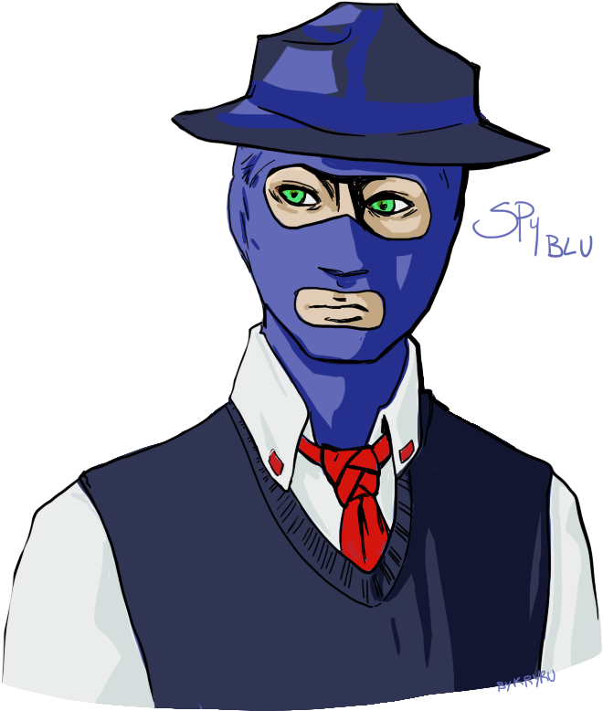 [oc/tf2] Blu Spy Jp - Cartoon (683x810), Png Download