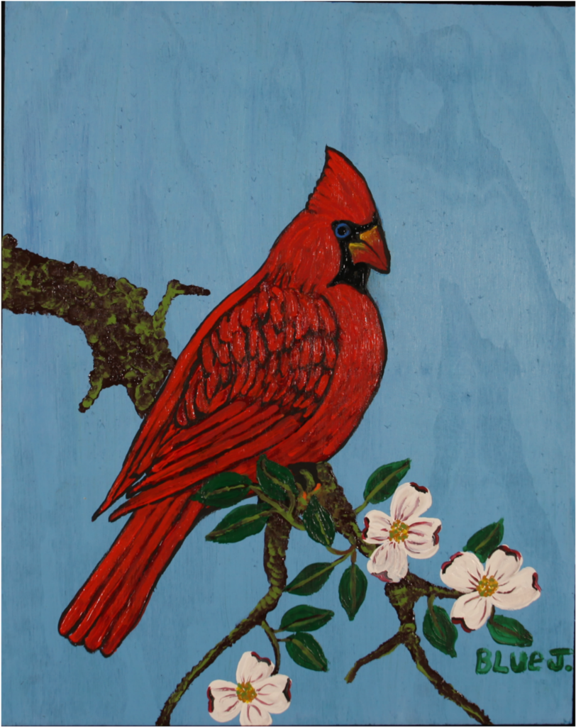 "cardinal On A Dogwood Branch" Around Back At Rocky's - Northern Cardinal (949x1200), Png Download