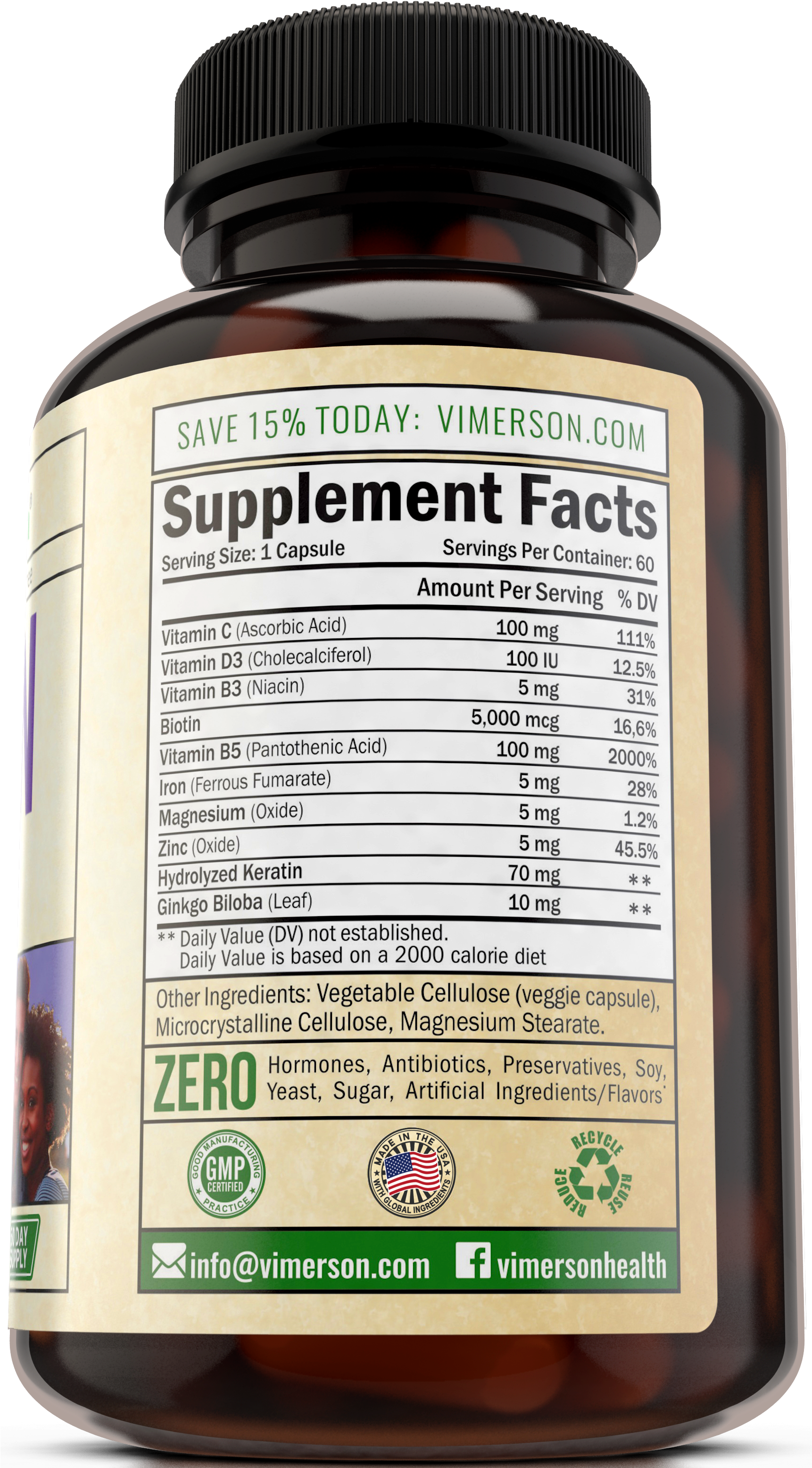 Biotin For Hair - Dietary Supplement (1721x3127), Png Download