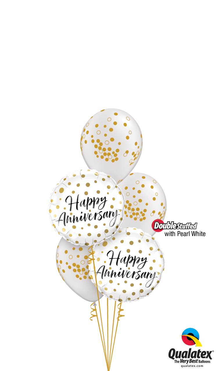 Happy Anniversary Gold Dots Bouquet - Balloon (747x1280), Png Download