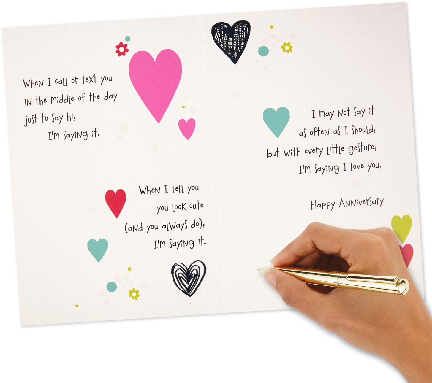 Patterned Hearts Anniversary Card - Heart (1470x1470), Png Download