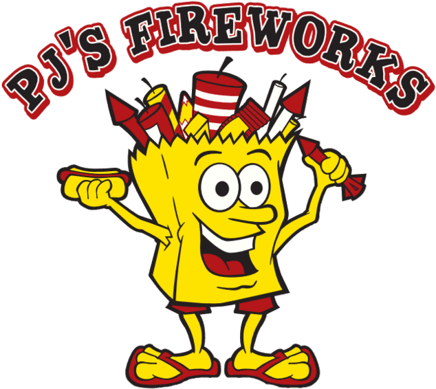 Pj's Fireworks - Logo - Cartoon (640x615), Png Download