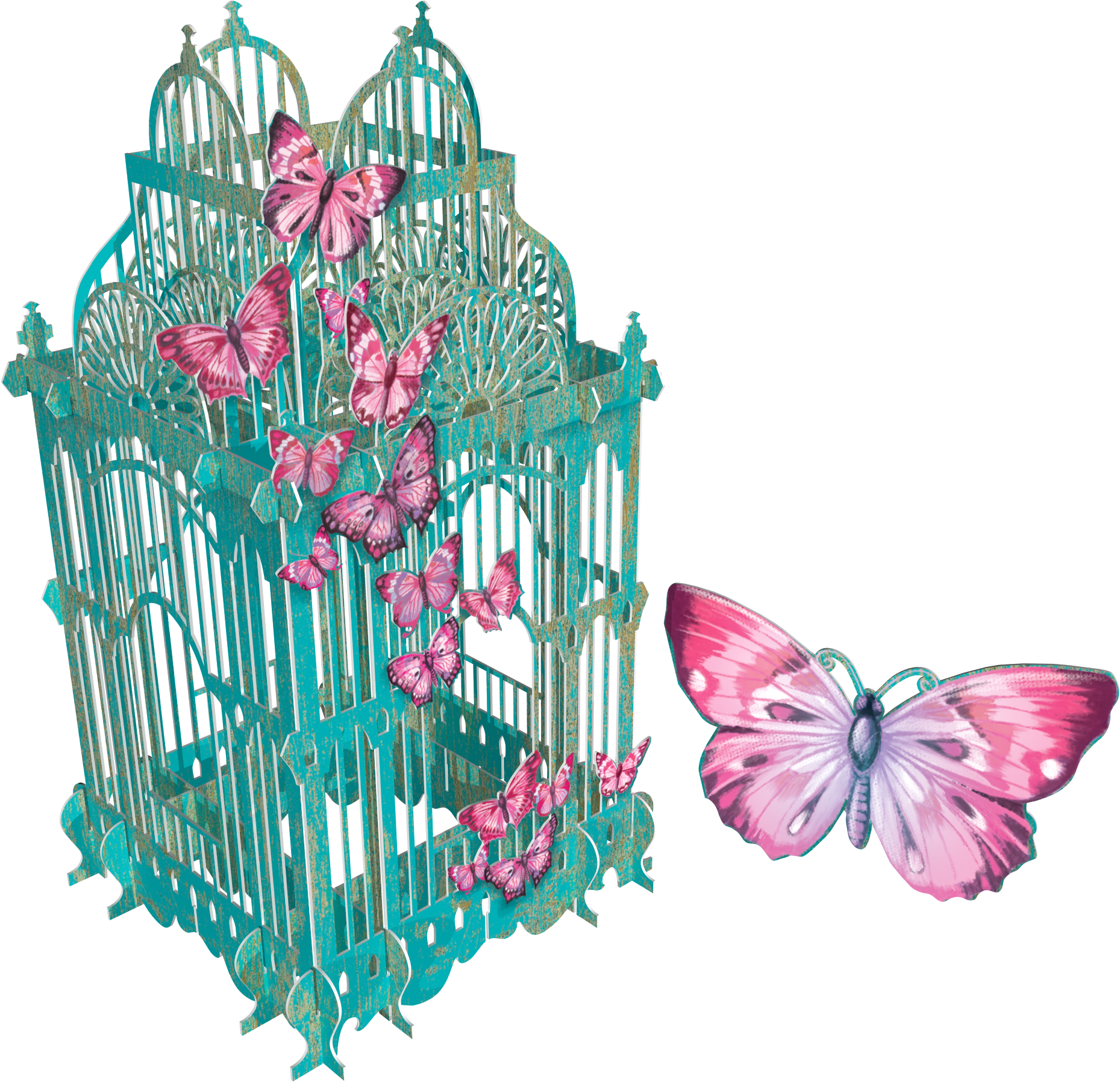 Blue Butterfly Cage (2000x2000), Png Download