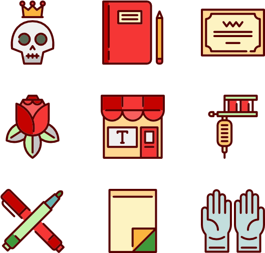 Linear Color Tattoo Studio Elements - Tattoo Icon Color (600x564), Png Download