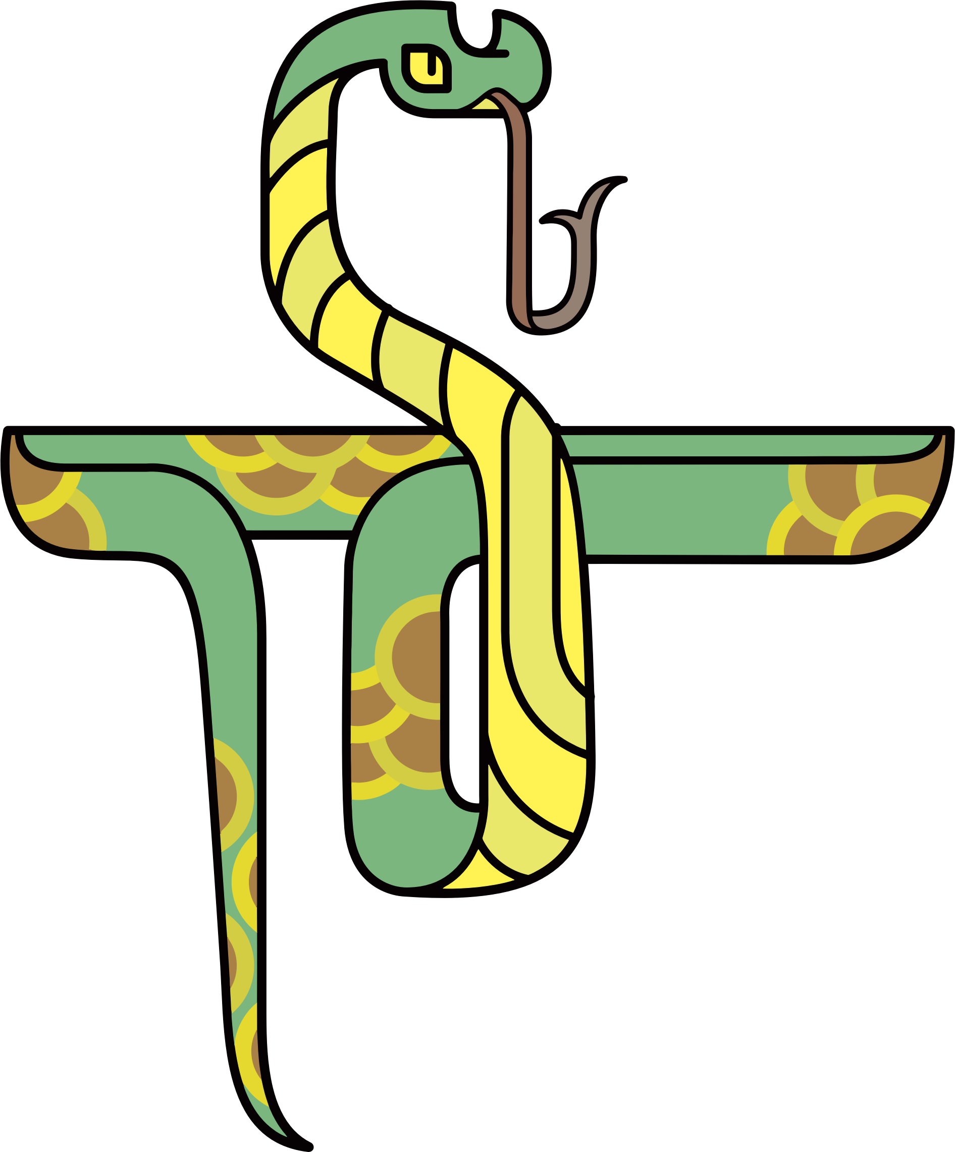 Stylized Cartoon Snake Vector Clipart Image - Stylized Snake (1892x2282), Png Download