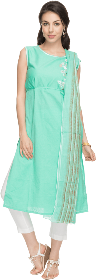Womens Pant-style Salwar And Kurta Set - Gown (640x960), Png Download