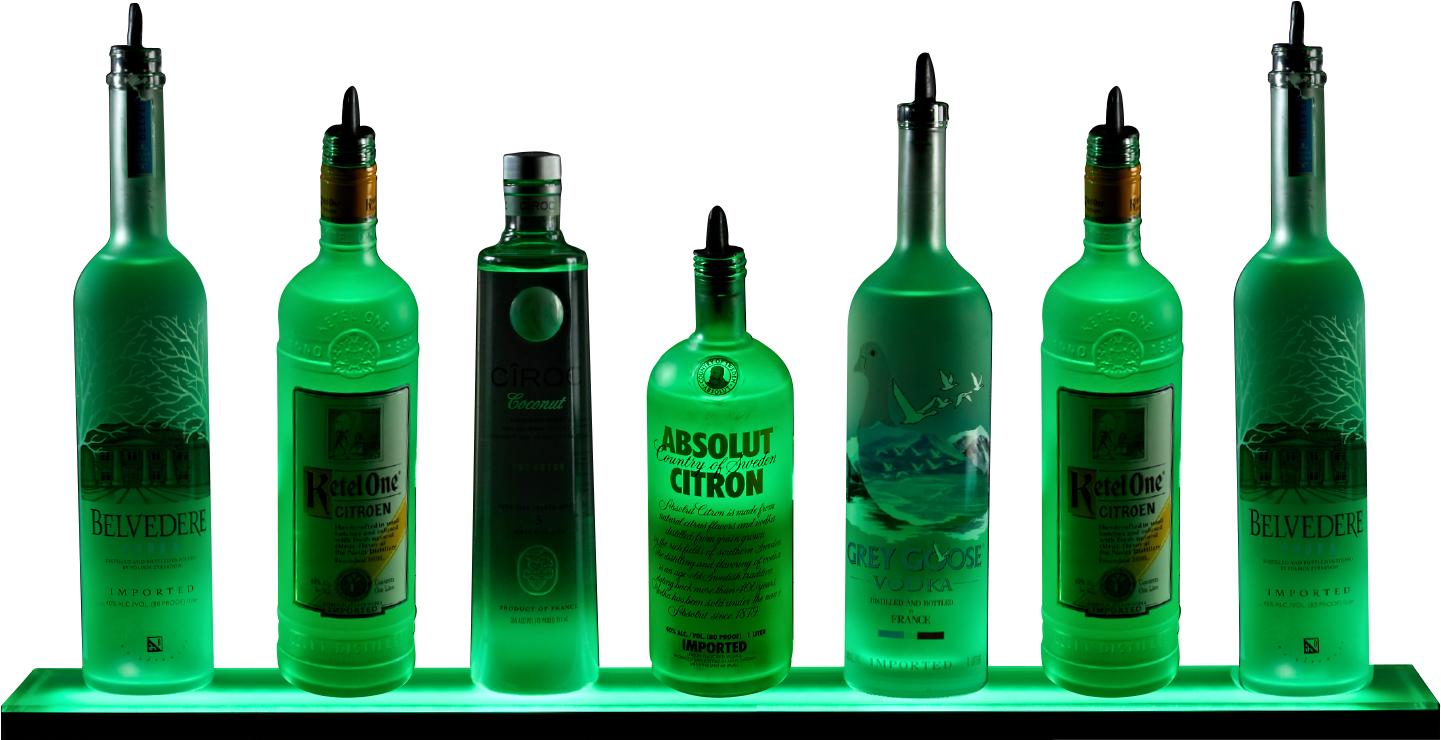 2ft Green Light Shelf White Background - Liquor Bottle With White Background (1512x1512), Png Download