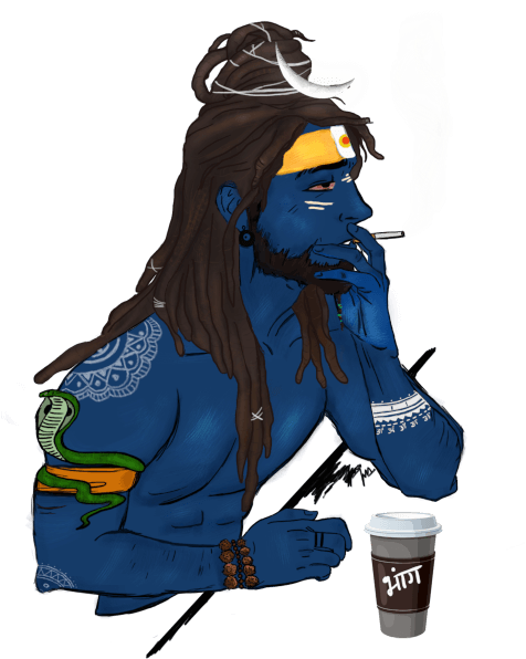 Lord Shiva In The Cafe - Mahadev Cartoon (500x707), Png Download