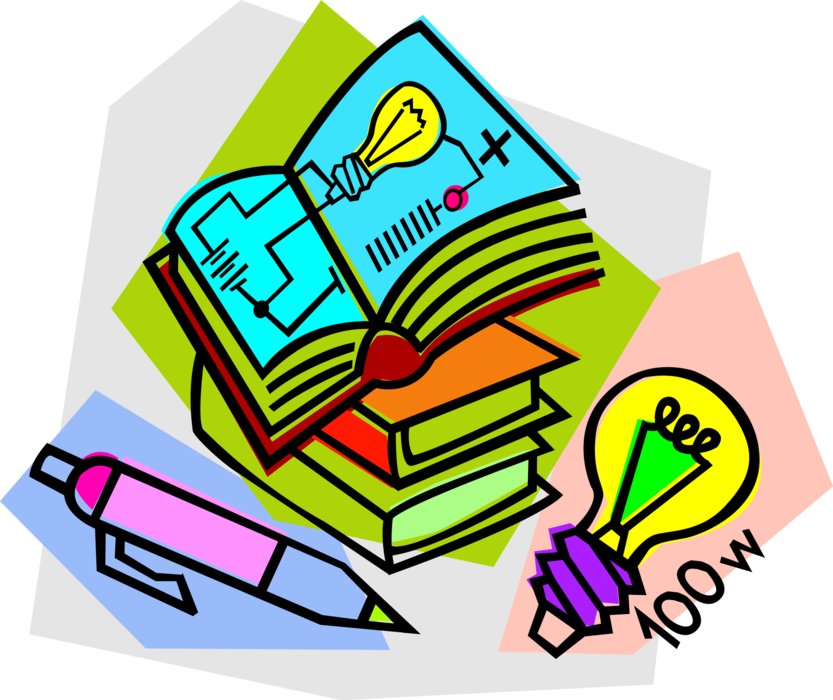 Physics Study Of Textbooks Vector Image School - School Project Clipart (833x700), Png Download