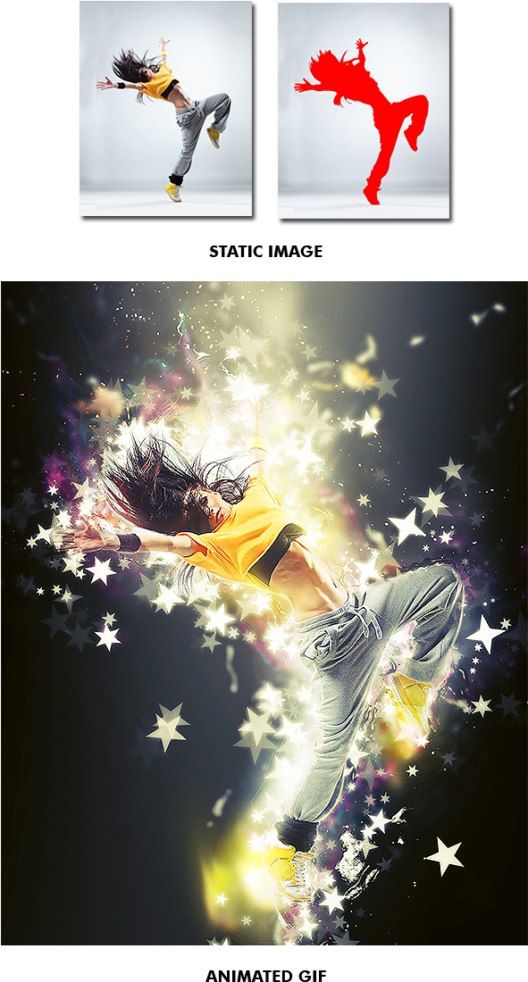 Gif Animated Stars Wave Photoshop Action - Stars & Wave (590x1160), Png Download