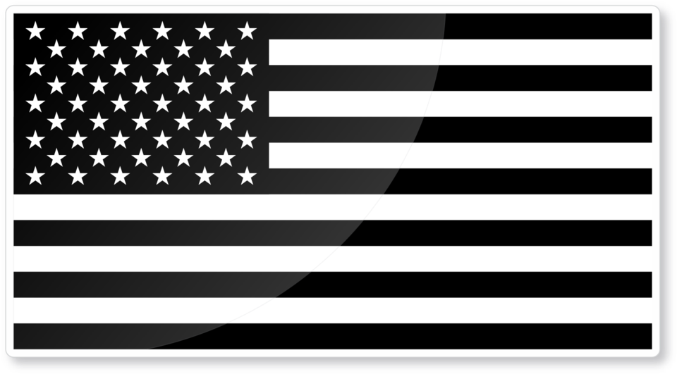 Reflective 6" Usa Black & White Flag Nighttime Visible - Flag Usa (1060x1061), Png Download