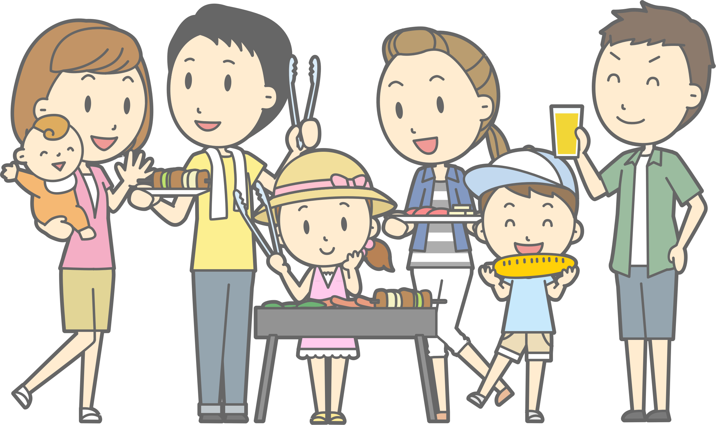 Freeuse Download Bbq Image Group Barbecue - Family Bbq Clipart (2340x1389), Png Download
