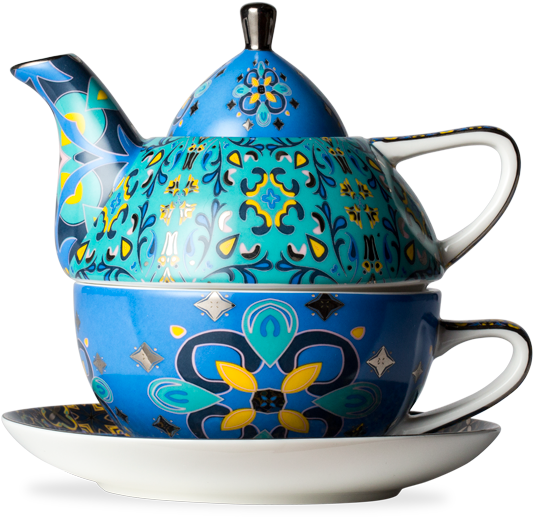 H210zz101 Marigold Magic Aqua Tea For One P1 (555x555), Png Download
