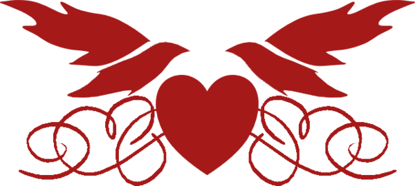 Coeur Ailés Tube Png - Wedding Heart With Dove Png (600x270), Png Download