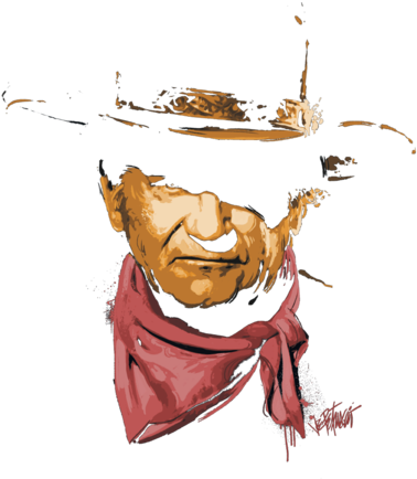 John Wayne Splatter Men's Regular Fit T-shirt - Illustration (400x464), Png Download