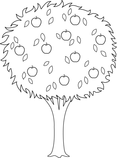Clip Art Transparent Collection Of High Quality - Apple Tree Black And White (406x550), Png Download