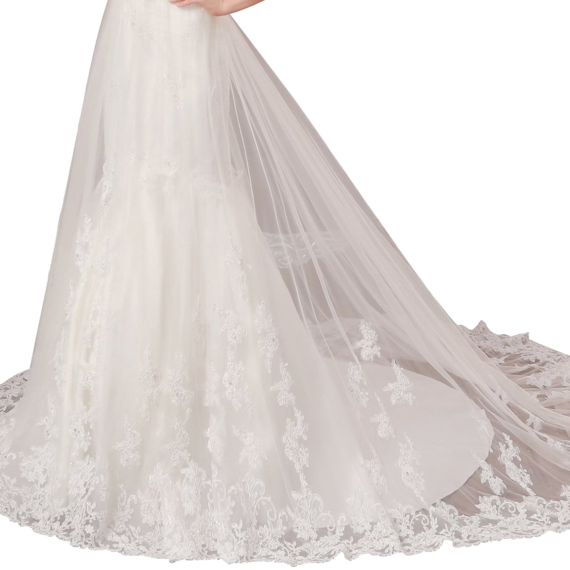 A-plum White Sleeveless Ball Gown In Lace Wedding Dress - Wedding Dress (570x570), Png Download