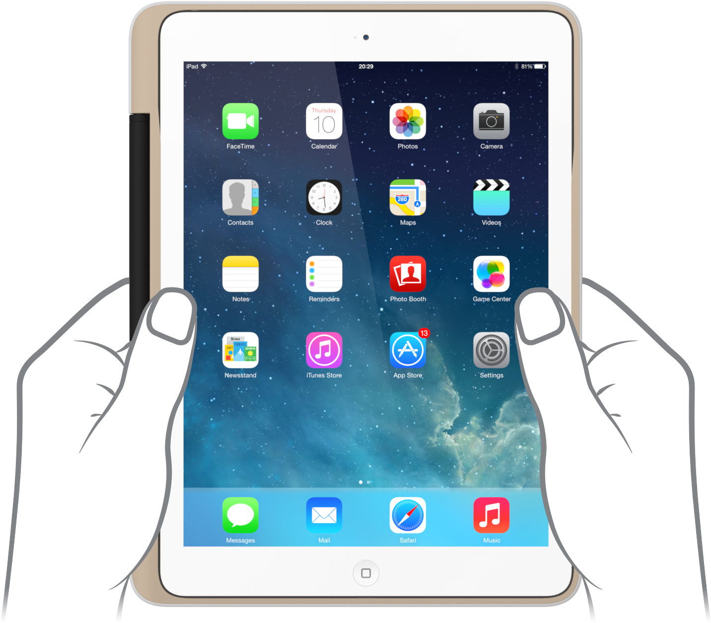 Illustrated Hand Holding - Ipad Air クリア ケース (2880x1620), Png Download