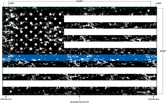 Grunge Thin Blue Line American Flag Banner - Fallen But Never Forgotten (600x600), Png Download