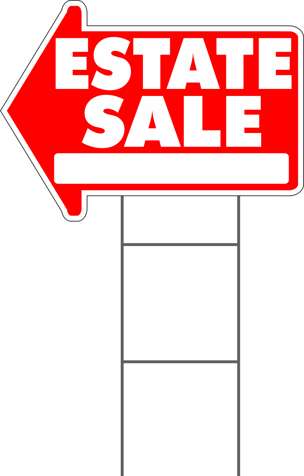 Estate Sale Today Yard Sign Arrow Shaped With Frame - 4 State Trucks (640x1000), Png Download