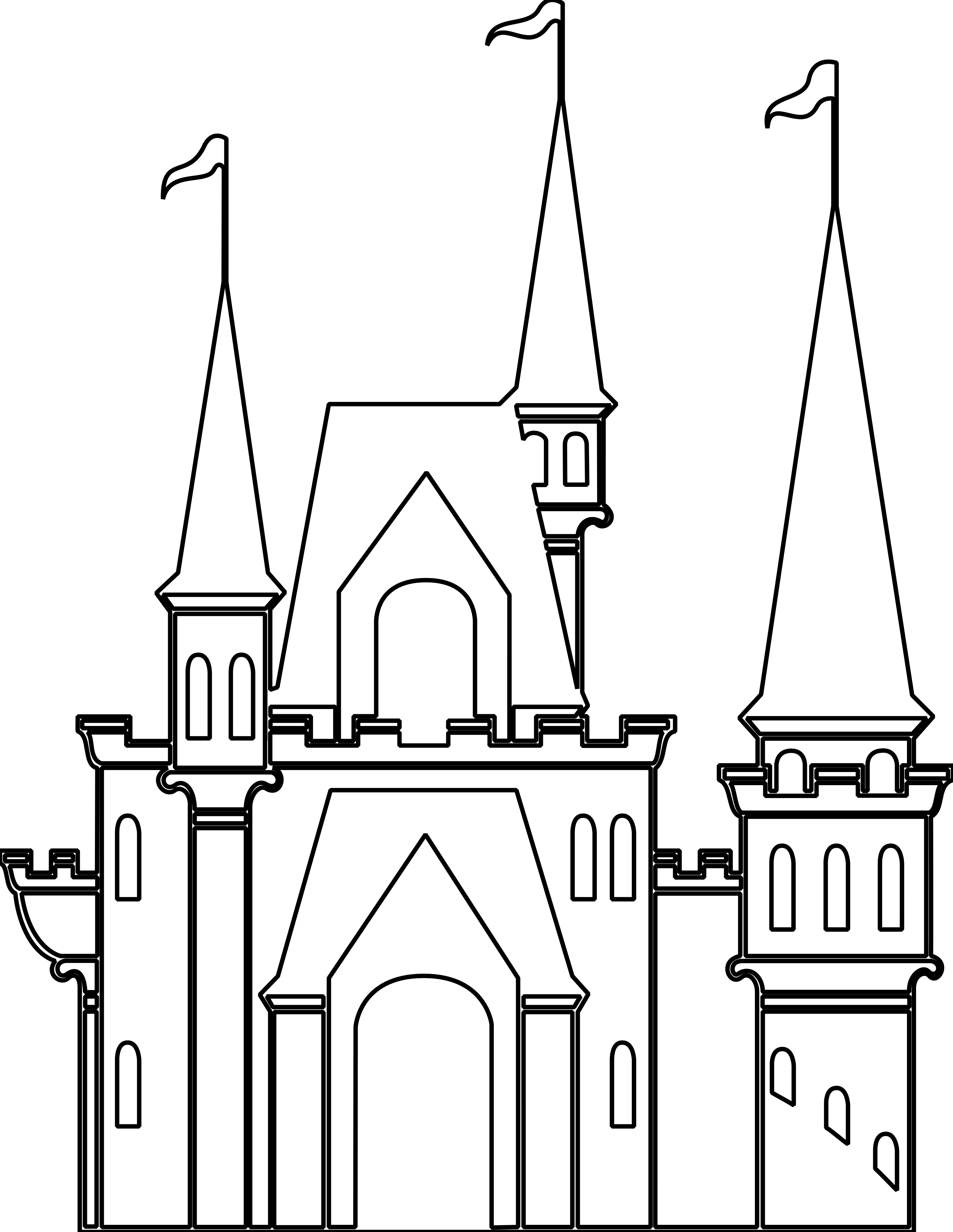 Castle Clipart Black And White (3333x4304), Png Download