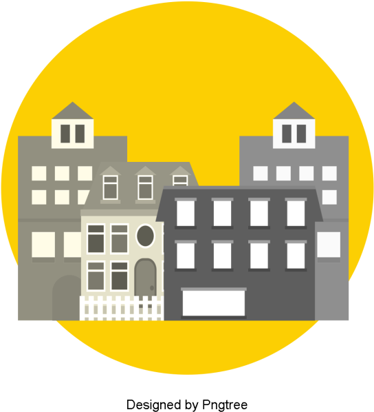 Vector Style Building Design Of Cartoon City, Cartoon, - Psd (640x640), Png Download