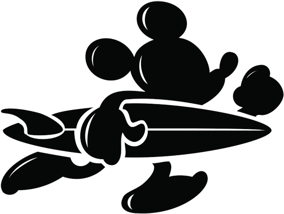 Disney Silhouette Clip Art Clipart Panda Free Clipart - Mickey Mouse Surf (576x438), Png Download
