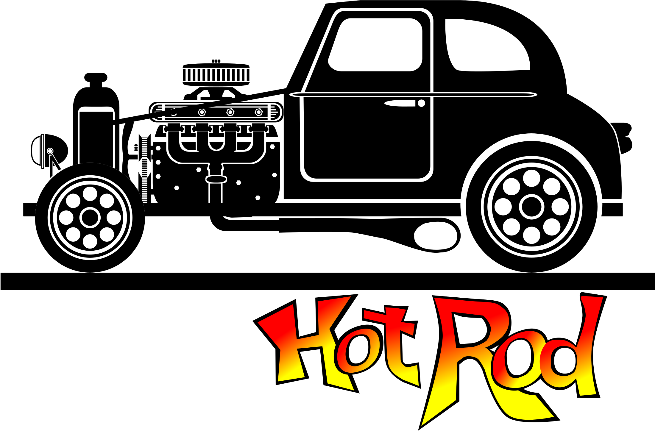 Hot Rod Vector Free Stock - Hot Rod Clipart Png (2400x1697), Png Download