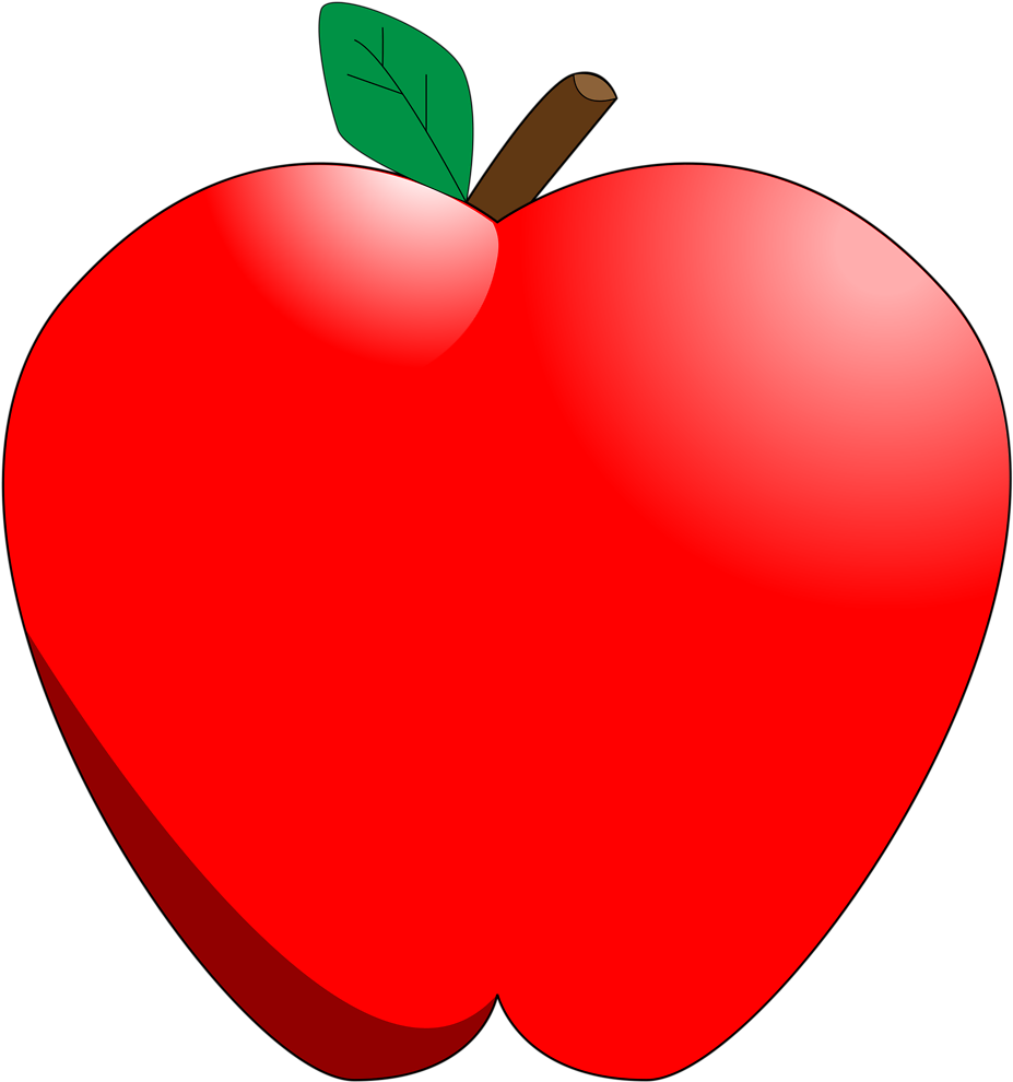 Apple Clipart Transparent Background - Cartoon Apple (927x990), Png Download