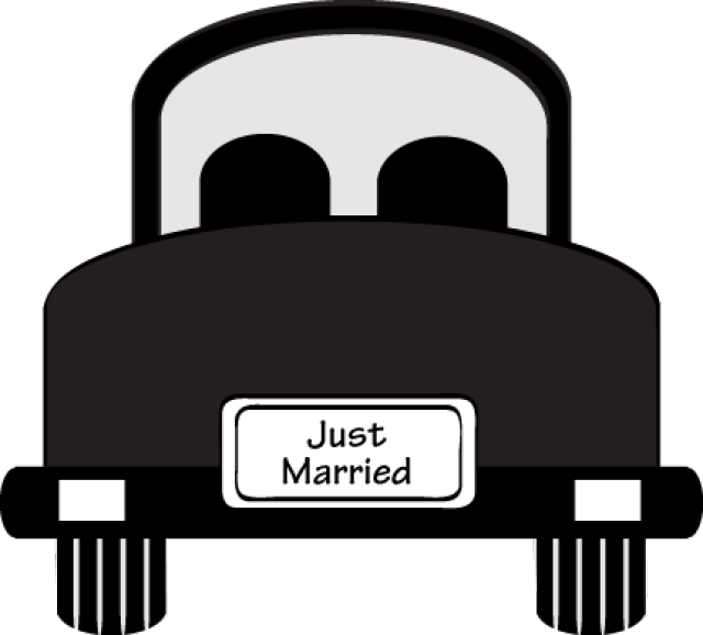 June Clip Art Limo - Just Married Black Clipart (400x361), Png Download