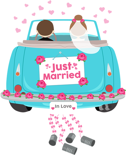 Just Married - Just Married Bride And Groom Wedding Car Tote Bag, (1080x1920), Png Download