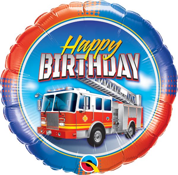 Birthday Fire Truck 18" Foil Balloon - Fire Truck Happy Birthday Foil Balloon (600x592), Png Download