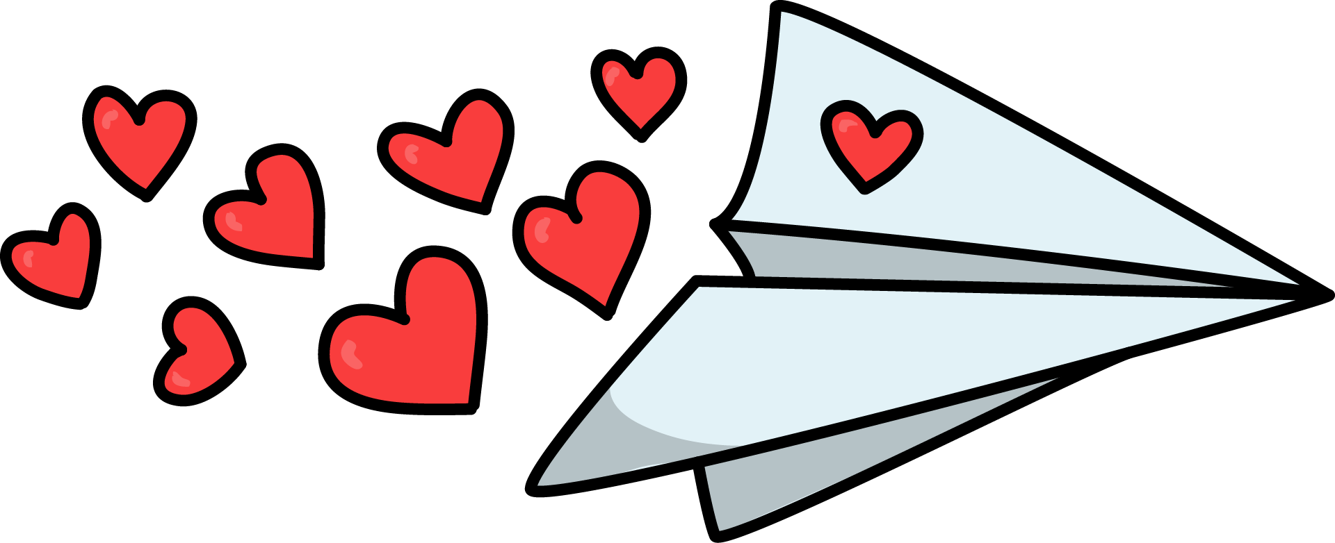 Free Paper Plane With Hearts Love High Resolution Clip - Paper Plane Png Clipart (1920x782), Png Download