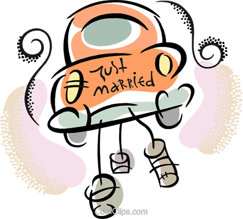 Just Married Car Royalty Free Vector Clip Art Illustration - Just Married Clipart Png Free (480x432), Png Download