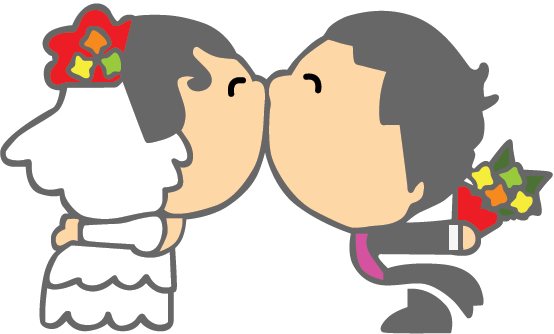 Just Married Couple Decorative Sticker - Wedding Drawing (554x334), Png Download