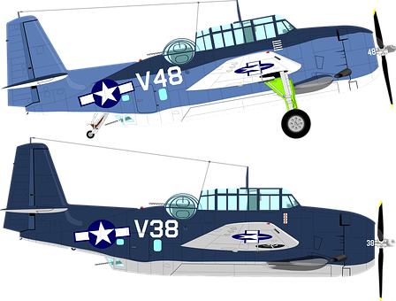 Airplane, Historical, Navy, Usa, Ww - Самолет С Пропеллером Png (448x340), Png Download
