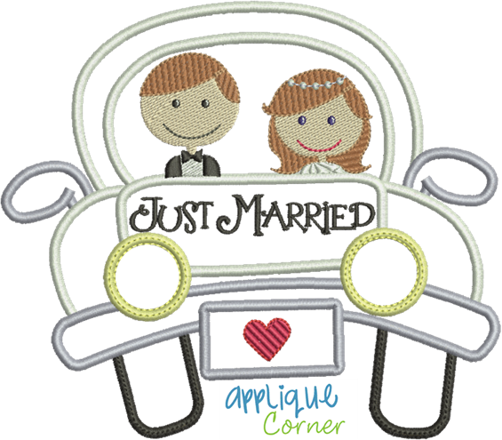 More Views - Just Married Car Cartoon (565x495), Png Download