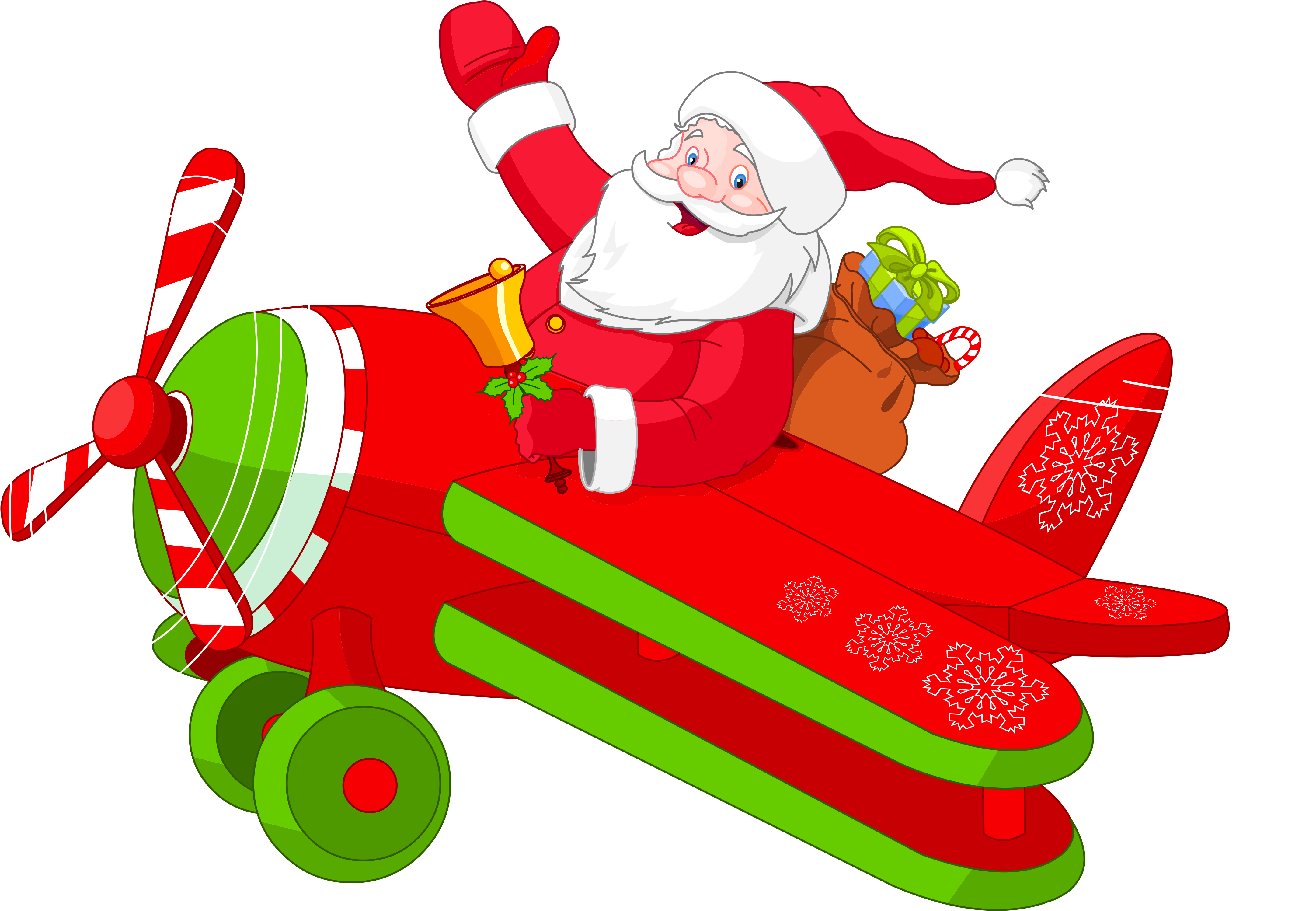Image Free Download Christmas Airplane Clipart - Santa Airplane Clipart (4617x3276), Png Download