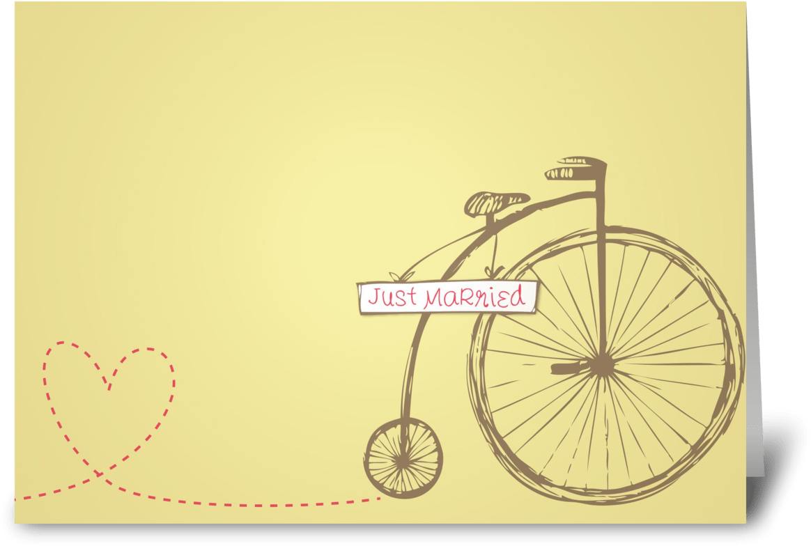 Wedding Vintage Just Married Greeting Card - Wedding (848x698), Png Download