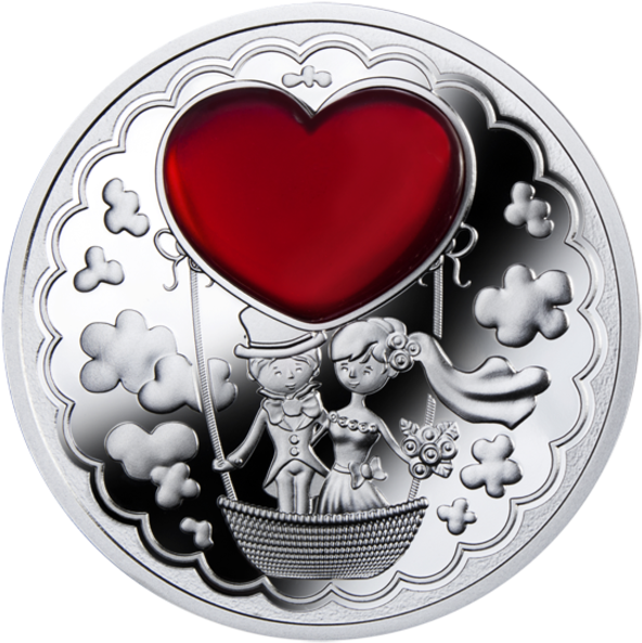 Niue 2014 Just Married Wedding Proof Silver 2 Coin - Valentine's Day Coins (600x600), Png Download