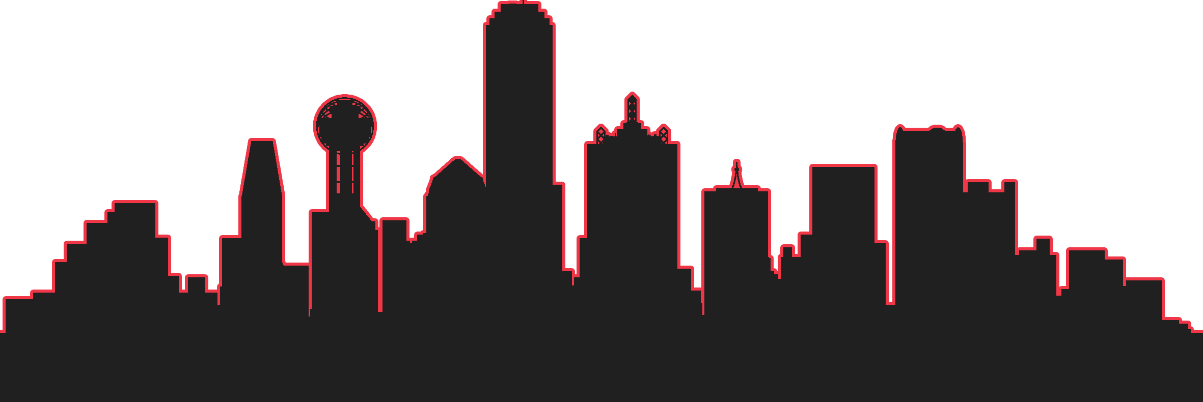 Dallas Drinking Club - Dallas Cityscape Art (2362x790), Png Download
