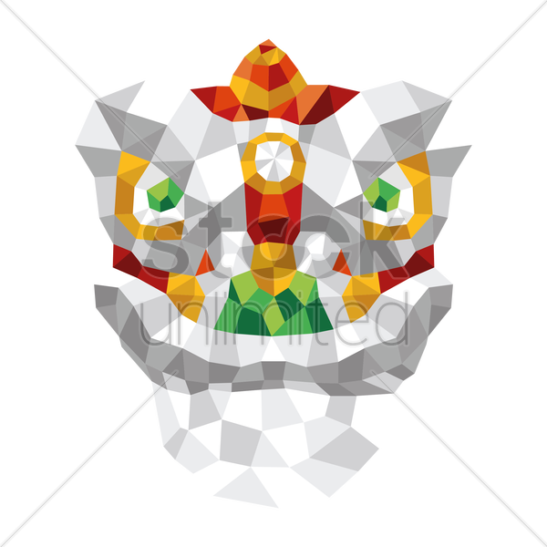 Lion Head Geometric Design Vector Image Graphic - Chinese Lion Head Graphic Vector (600x600), Png Download