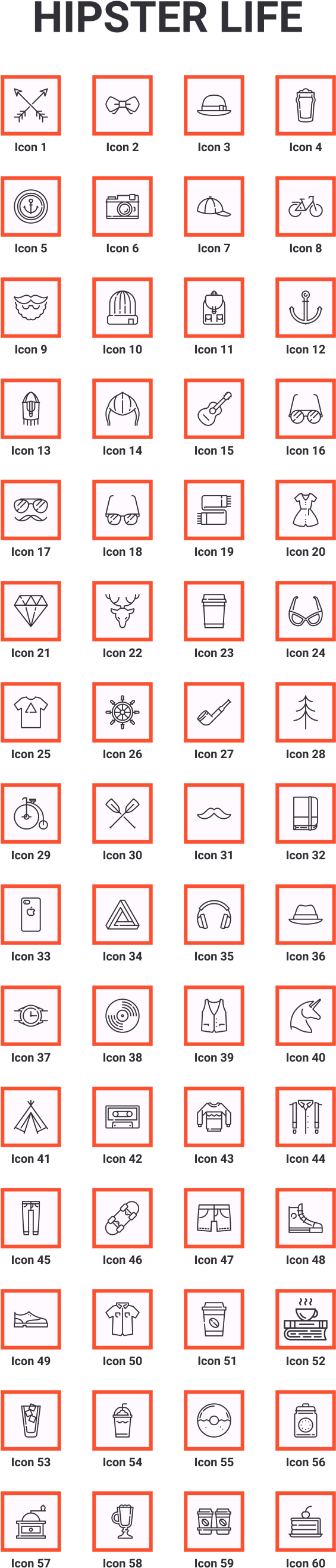 Hipster Life Animated Icons And Elements After Effects - Graphics (615x2700), Png Download