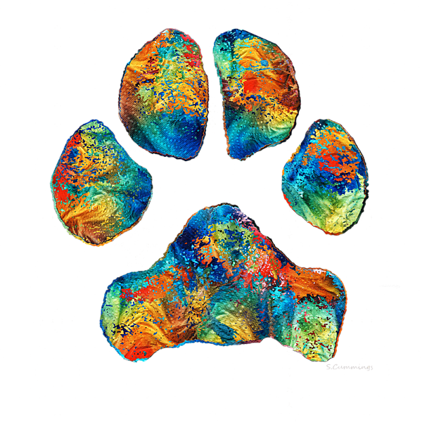 Print By Sharon Cummings By Sharon Cummings - Rainbow Bridge Paw Print (600x600), Png Download
