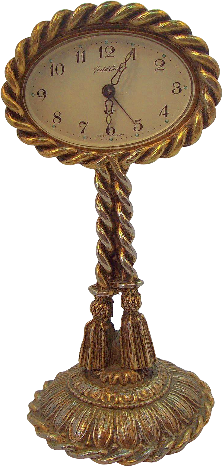 Vintage Guild Crest Goldtone Metal Boudoir Clock West - Antique (1540x1540), Png Download
