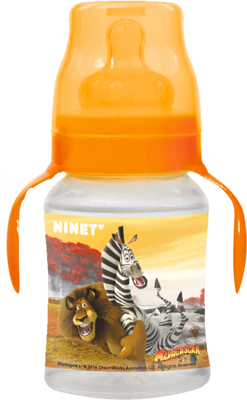 Biberón Madagascar De Boca Ancha Con Agarradera Naranja - Water Bottle (800x800), Png Download