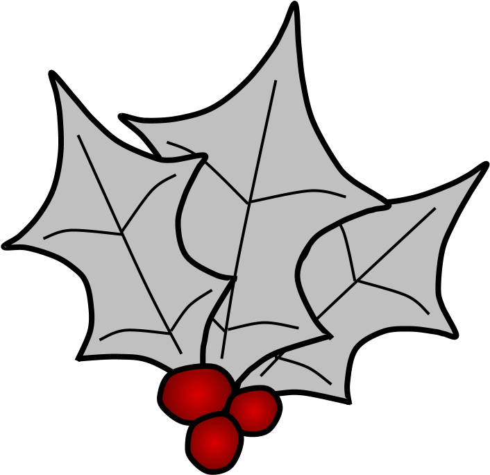 Holly, Berries, Leaves Together, Silver, Png (816x1056), Png Download