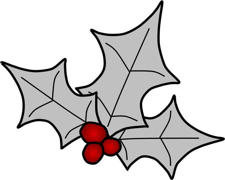 Holly, Berries, Leaves Spread, Silver, Png - Illustration (816x1056), Png Download